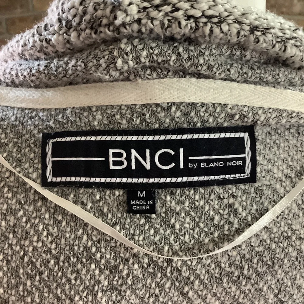 BNCI By Blanc Noir Open Front Asymmetrical Tweed Cardigan